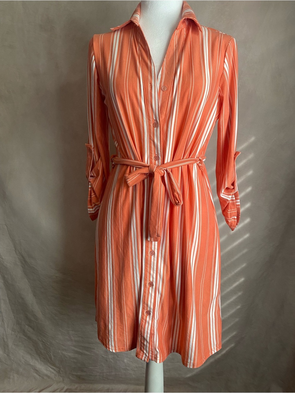 Stella Tweed Orange and White Striped Shirt Dress